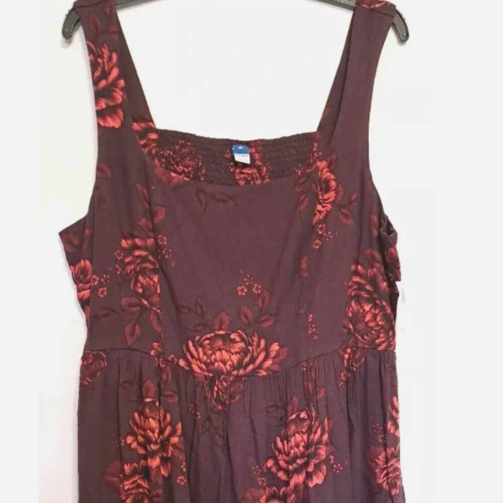 Old Navy Women's Cami Burgundy Orange Floral Sleeveless Dress
